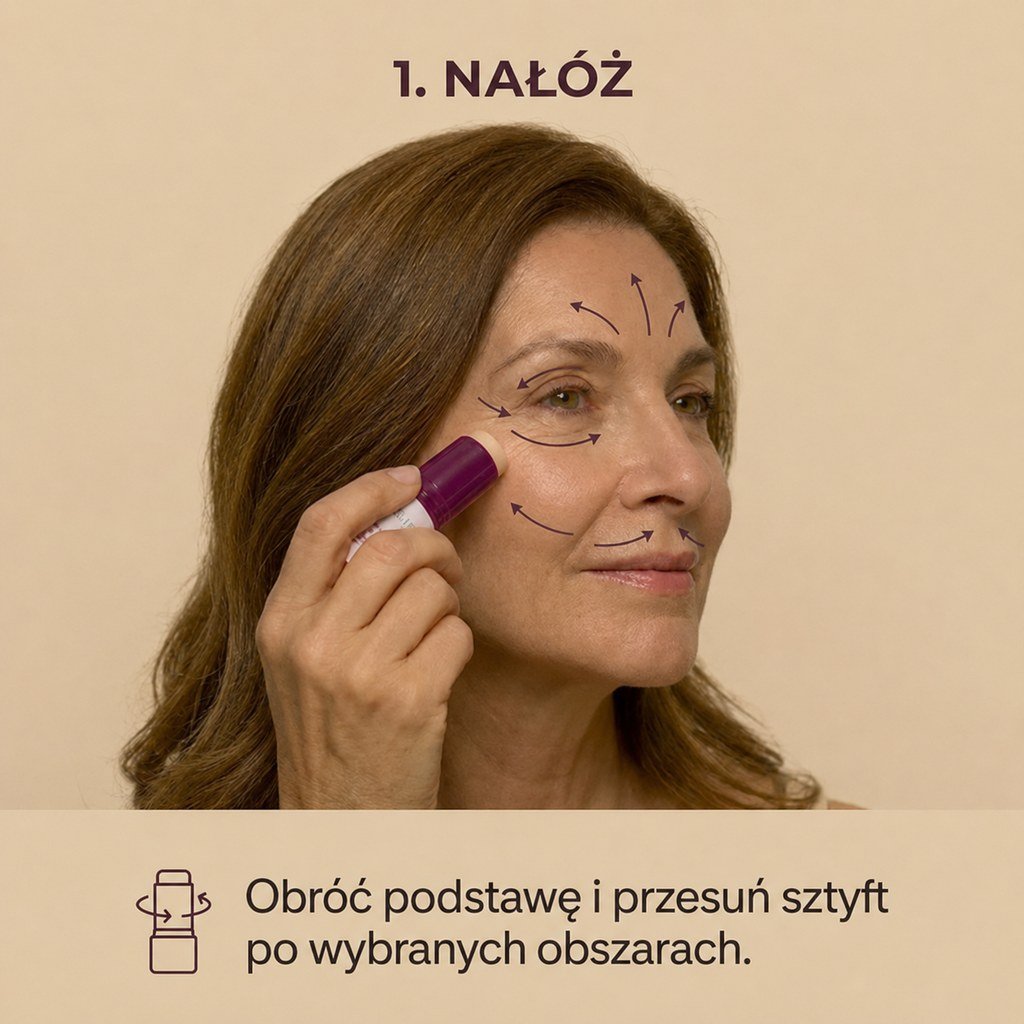 Krok 1 · Nałóż — Obróć podstawę i przesuń sztyft po wybranych obszarach.